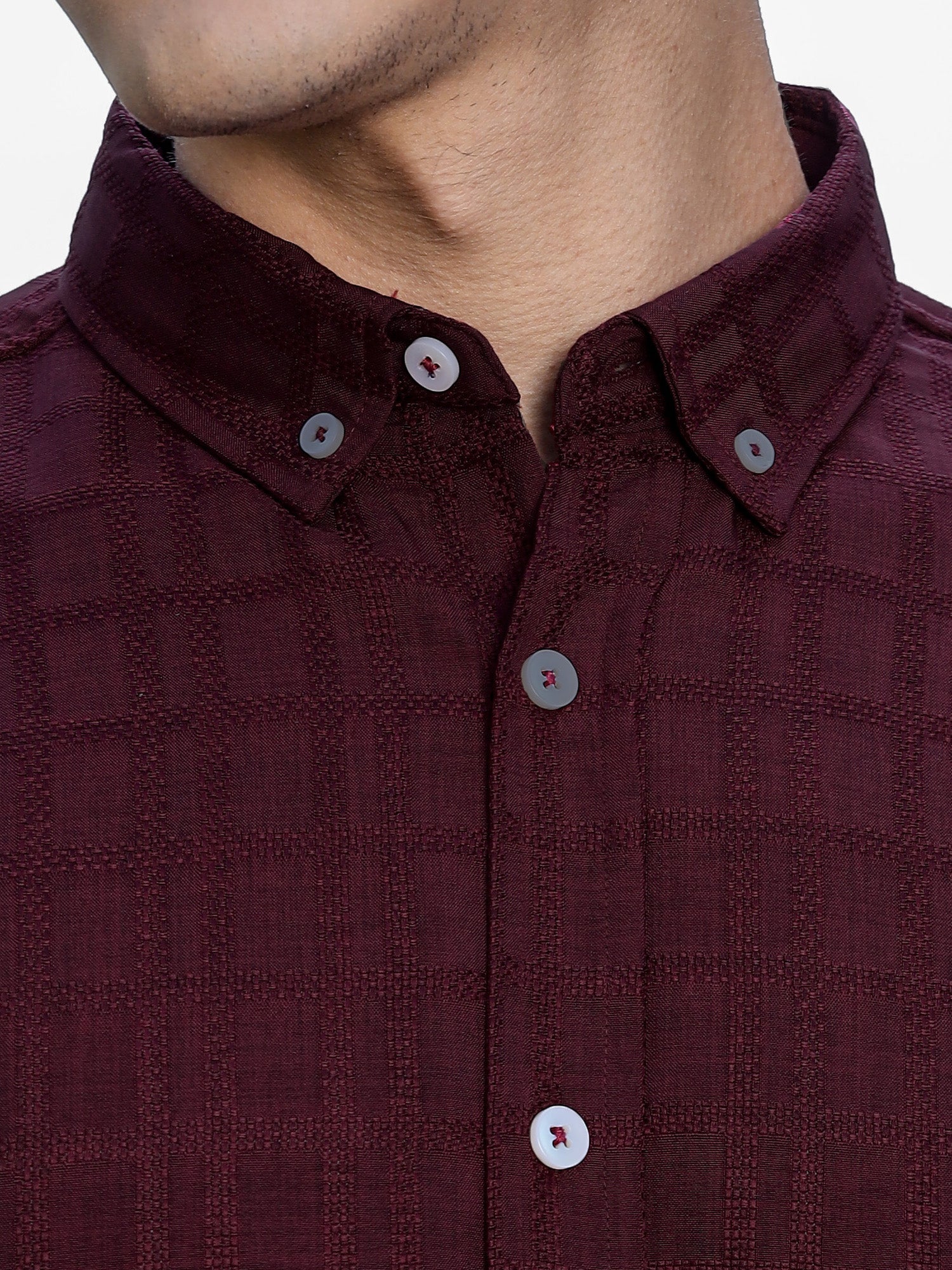Thomas Scott Men Maroon Slim Fit Long Sleeves Button-Down Collar Woven Casual Shirt