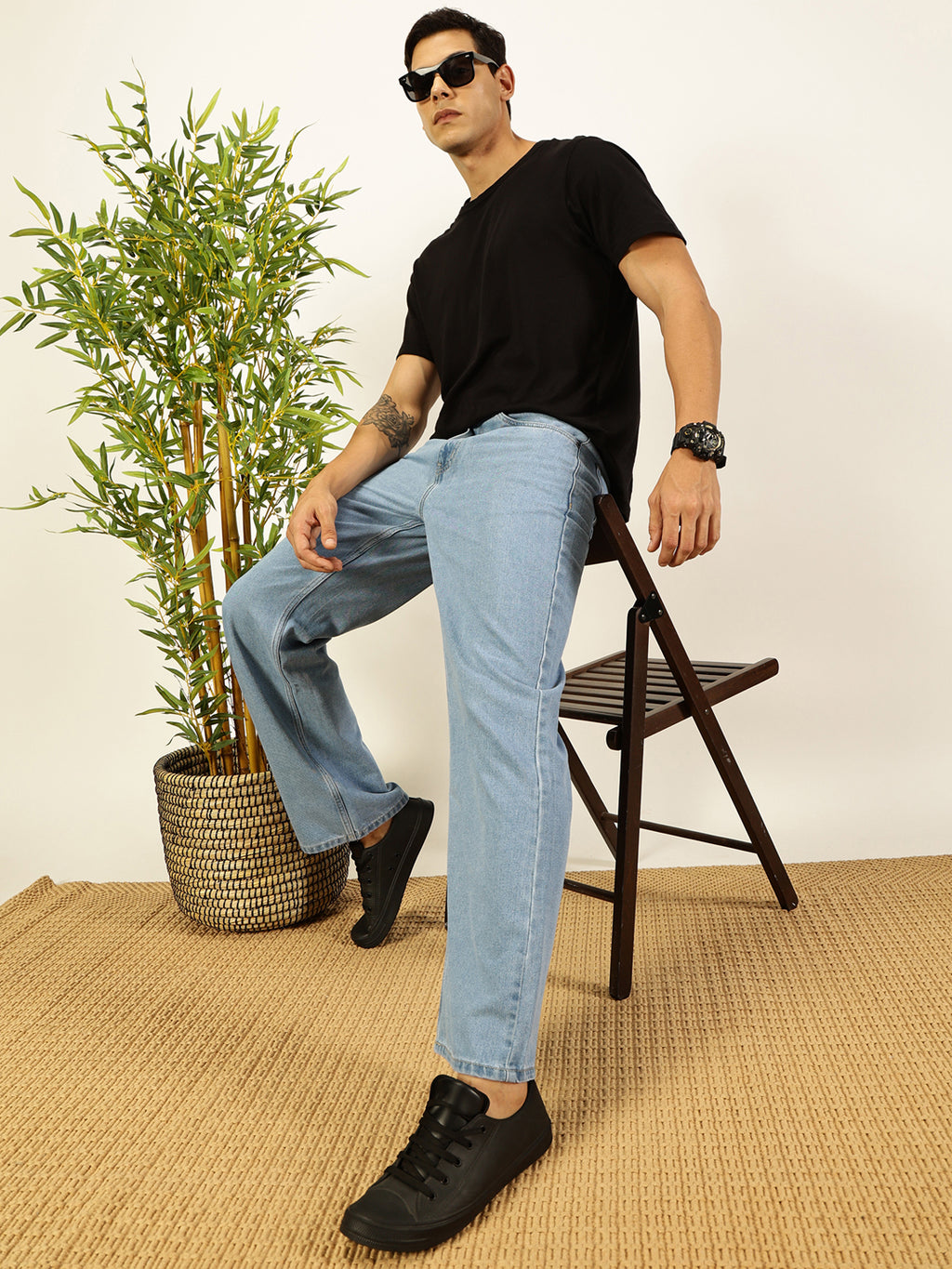 Thomas Scott Men Smart Relaxed Fit Baggy Jeans