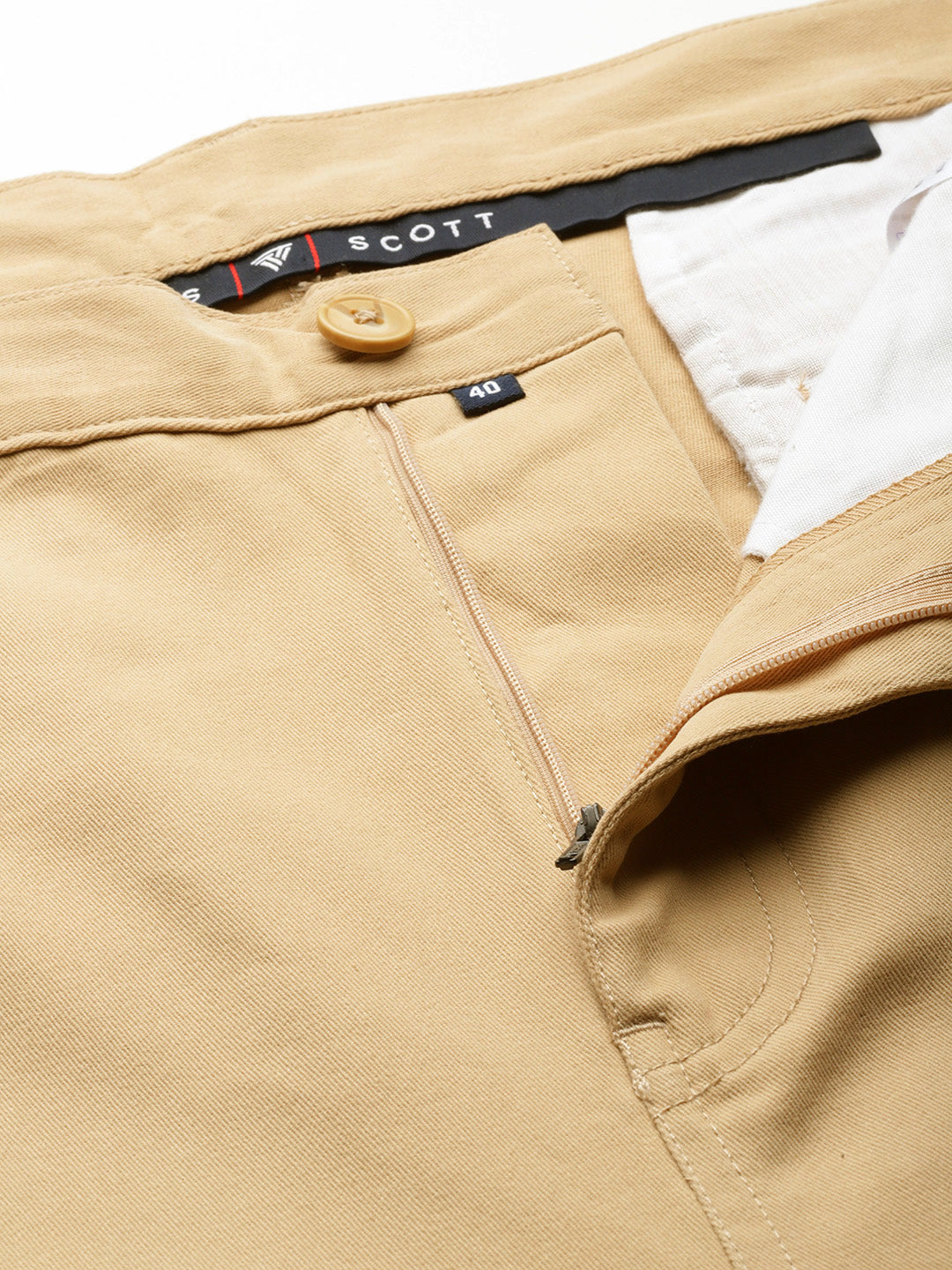 Thomas Scott Men Beige Plus Size Regular fit Mid-rise Cotton Woven Cargo Trouser