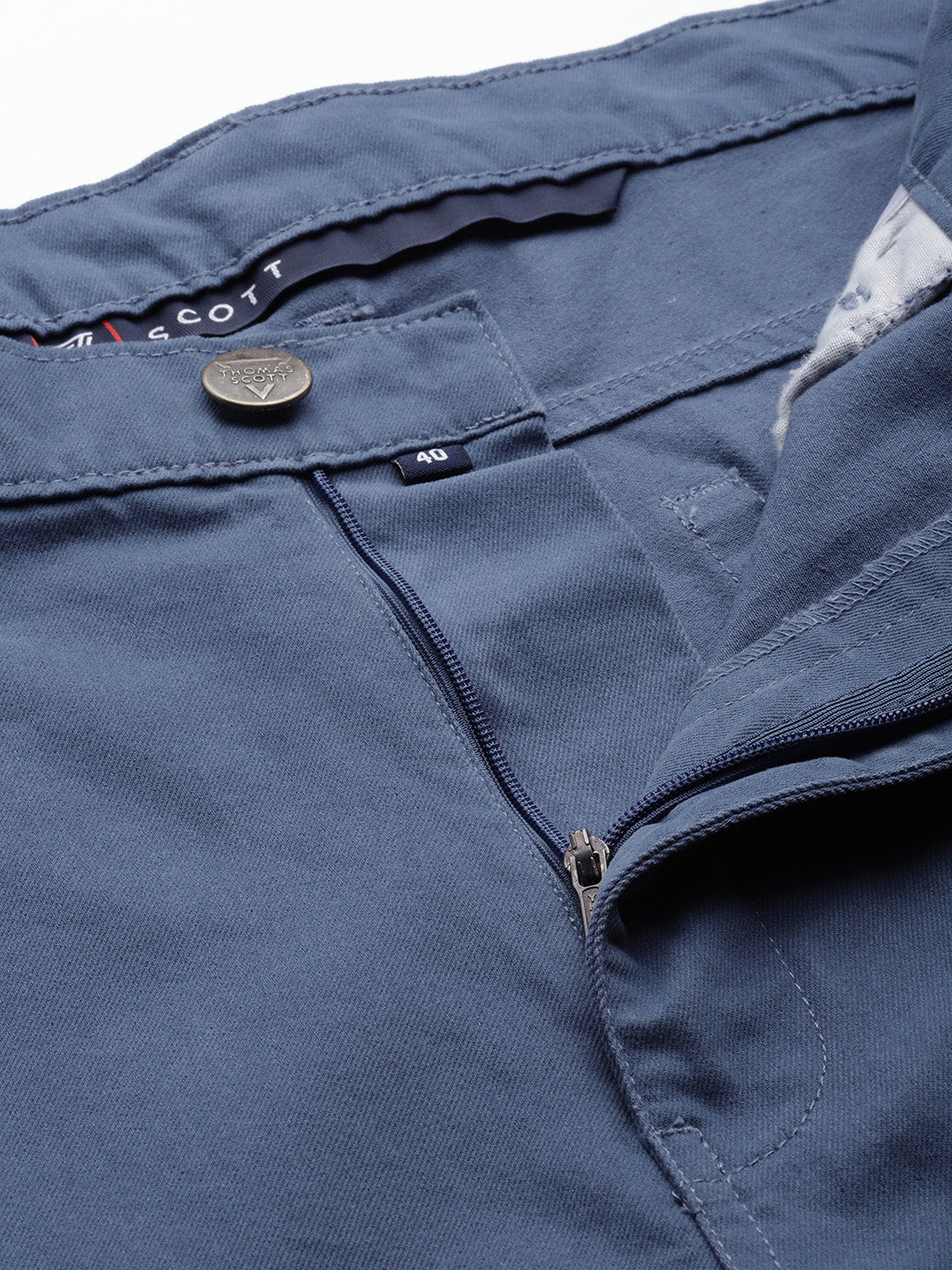 Thomas Scott Men Blue Plus Size Regular fit Mid-rise Cotton Woven Chino Trouser