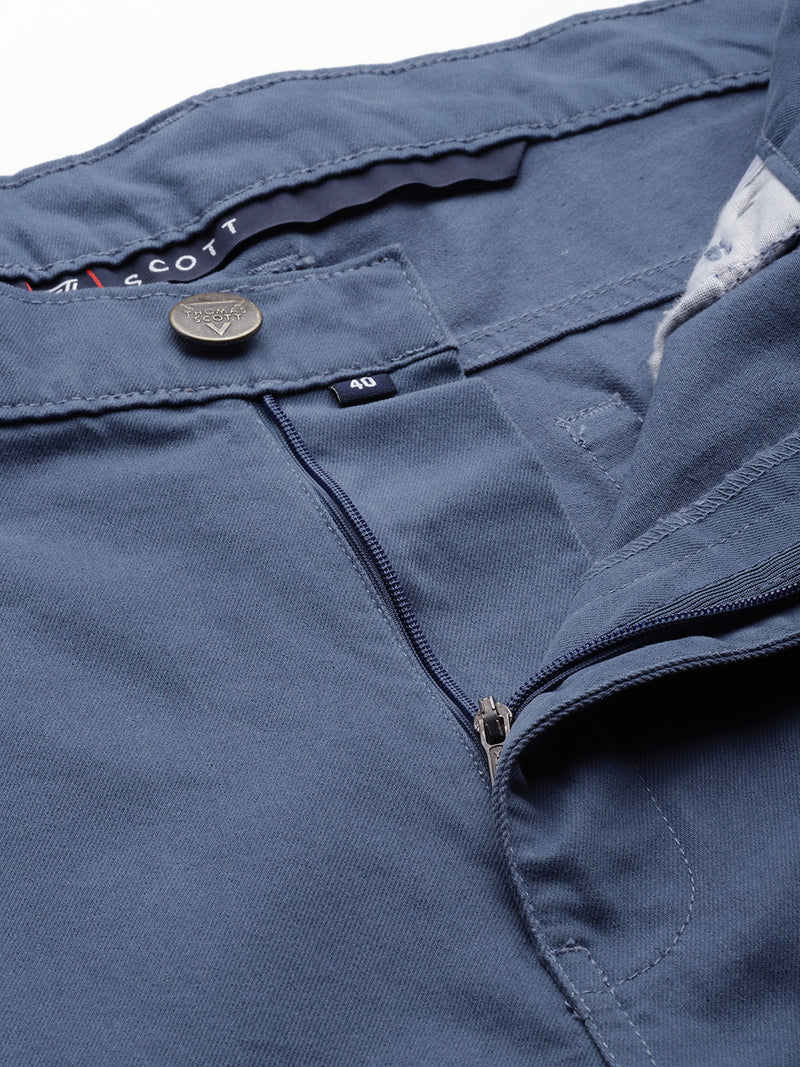 Thomas Scott Men Blue Plus Size Regular fit Mid-rise Cotton Woven Chino Trouser