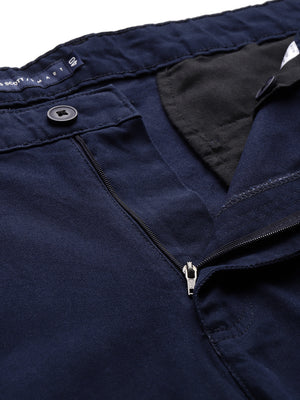 Thomas Scott Men NavyBlue Plus Size Regular fit Mid-rise Cotton Woven Outdoor Shorts
