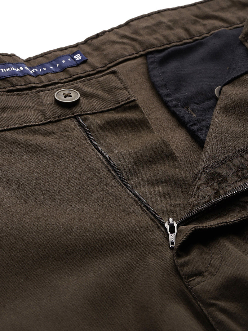 Thomas Scott Men Olive Plus Size Regular fit Mid-rise Cotton Woven Outdoor Shorts