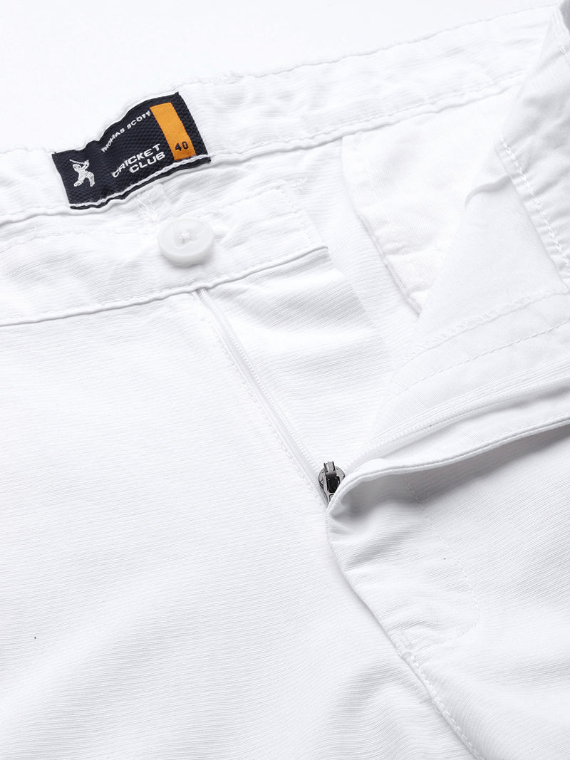 Thomas Scott Men White Plus Size Regular Fit Mid-Rise Solid Woven Trousers