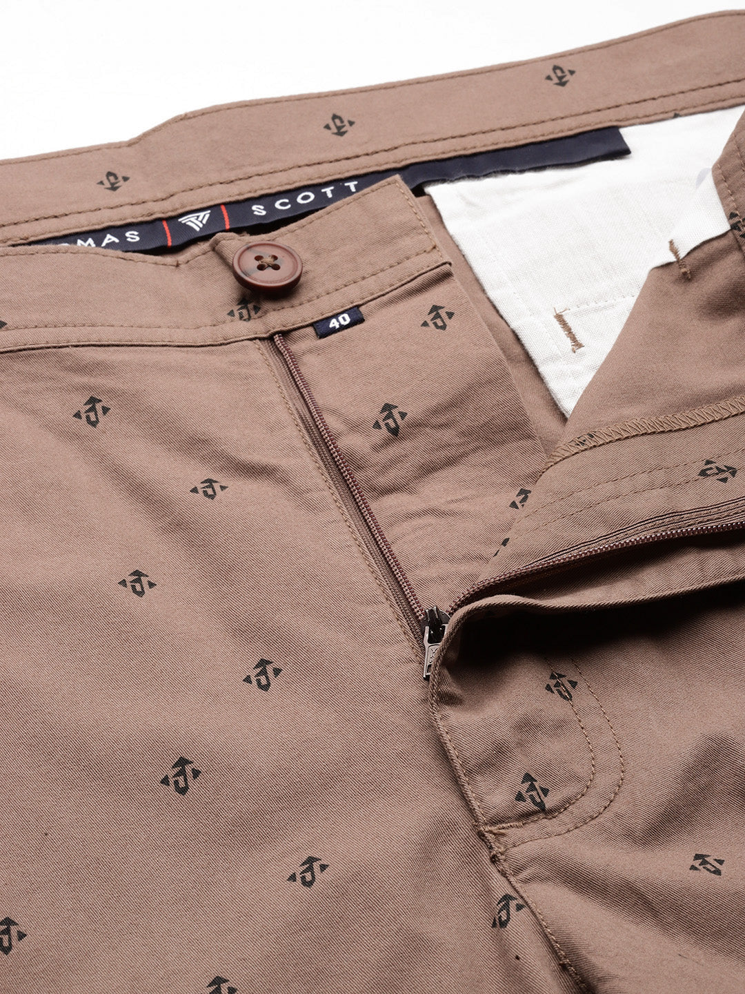 Thomas Scott Men Brown Plus Size Regular Fit Mid-Rise Mirco Ditsy Printed Woven Outdoor Shorts