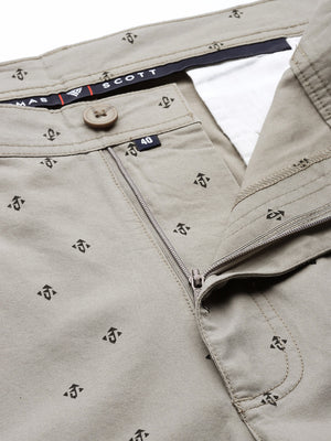 Thomas Scott Men Grey Plus Size Regular Fit Mid-Rise Mirco Ditsy Printed Woven Outdoor Shorts