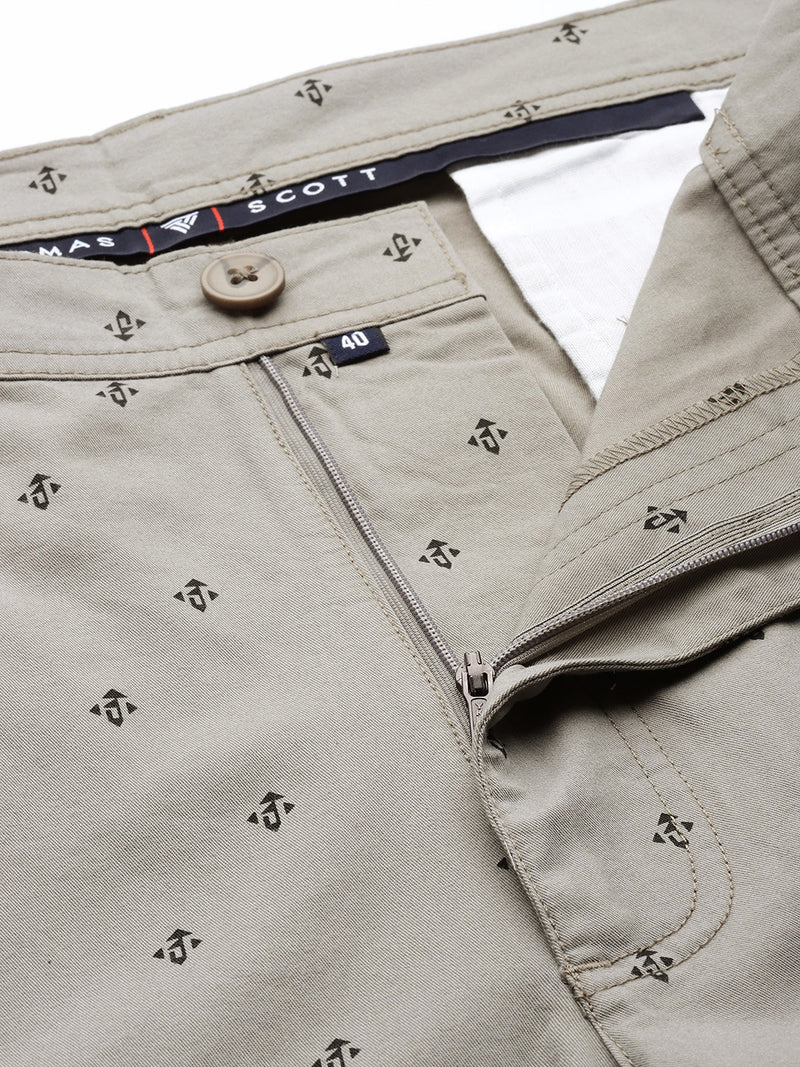 Thomas Scott Men Grey Plus Size Regular Fit Mid-Rise Mirco Ditsy Printed Woven Outdoor Shorts