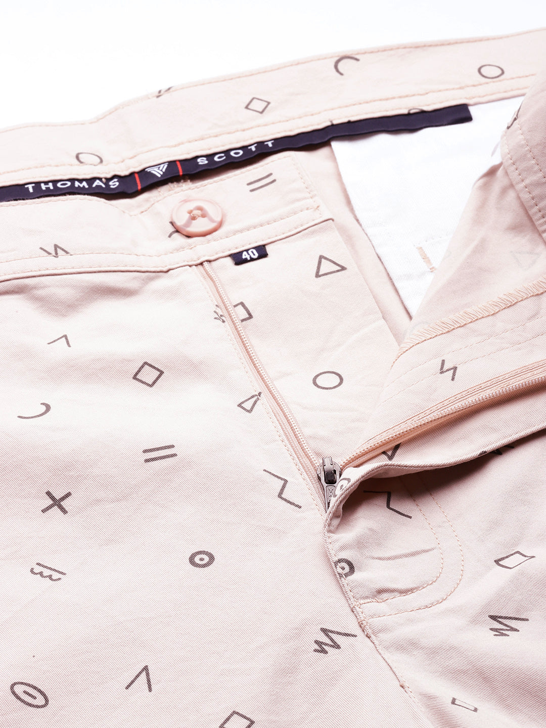 Thomas Scott Men Beige Plus Size Regular Fit Mid-Rise Geometric Print Woven Outdoor Shorts