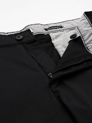 Thomas Scott Men Black Plus Size Mid-Rise Regular Fit Woven Chinos Trouser