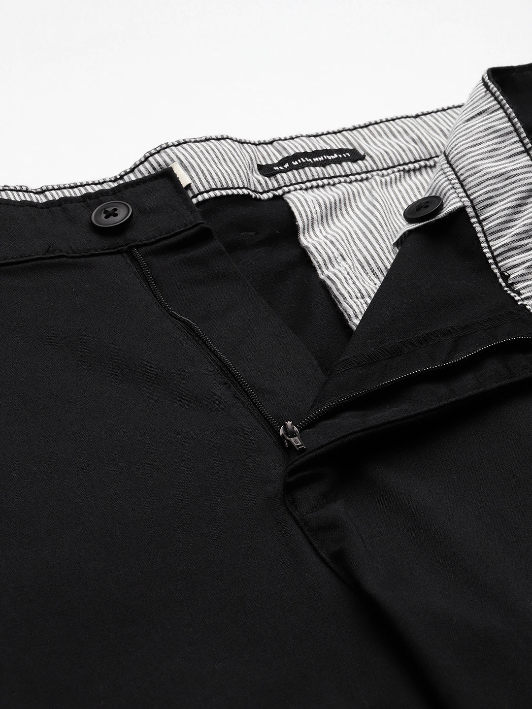 Thomas Scott Men Black Plus Size Mid-Rise Regular Fit Woven Chinos Trouser
