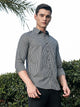 Black Slim Fit Long Sleeves Gingham Checks Woven Casual Shirt For Men