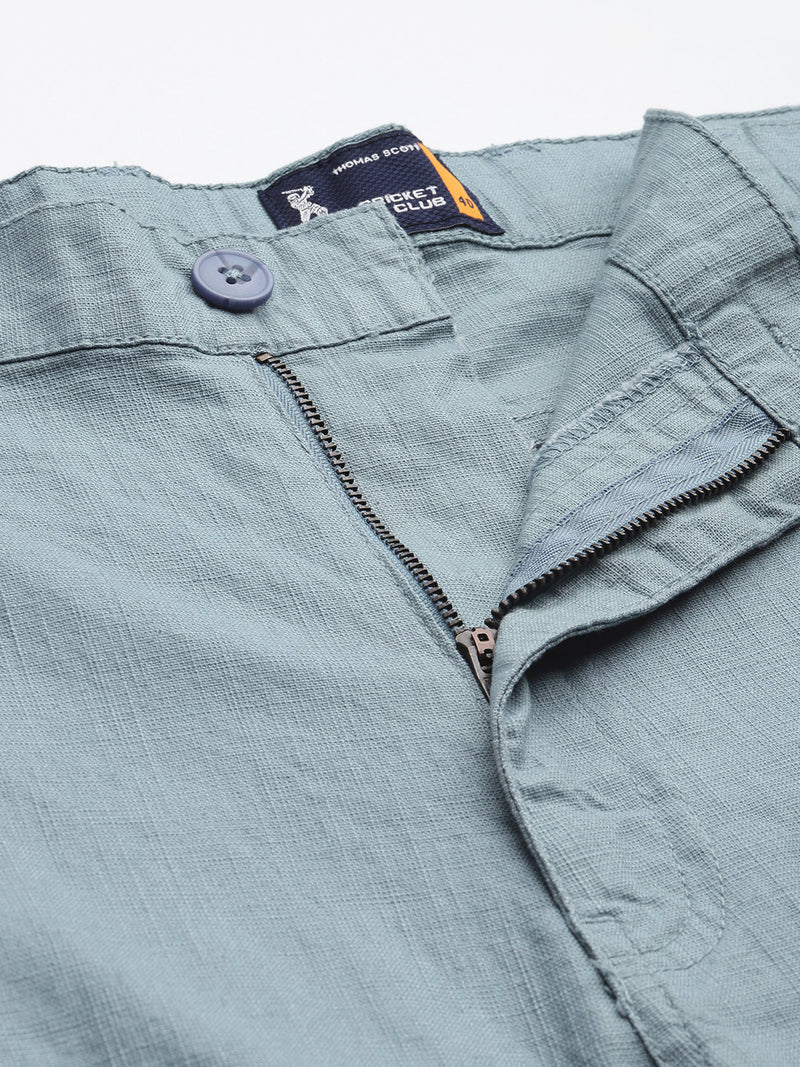 Thomas Scott Men MidBlue Plus Size Mid-Rise Regular Fit Woven Chinos Shorts
