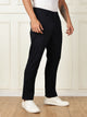 Navy Mid-Rise Straight Fit Solid Woven Chinos Trouser For Men