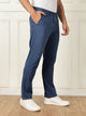 Ink Blue Mid-Rise Straight Fit Solid Woven Chinos Trouser For Men