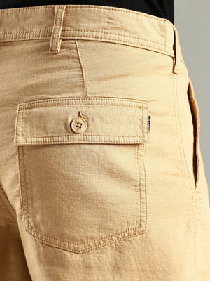 Thomas Scott Men Fawn Mid-Rise Relaxed Fit Woven Trouser