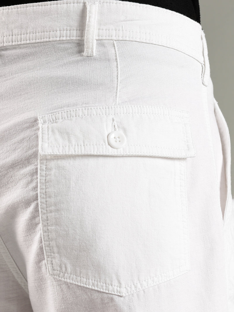 Thomas Scott Men White Mid-Rise Relaxed Fit Woven Trouser