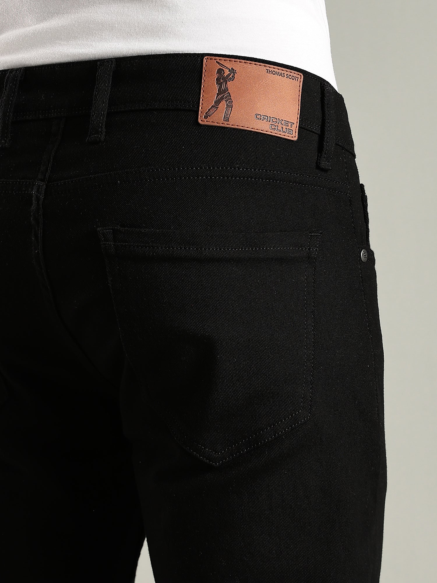 Thomas Scott Men Black Mid-Rise Slim Fit No Fade Stretchable Jeans
