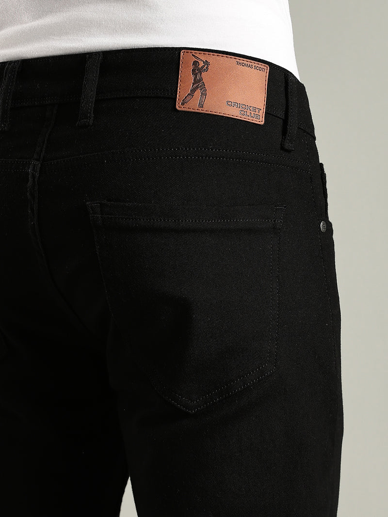 Thomas Scott Men Black Mid-Rise Slim Fit No Fade Stretchable Jeans