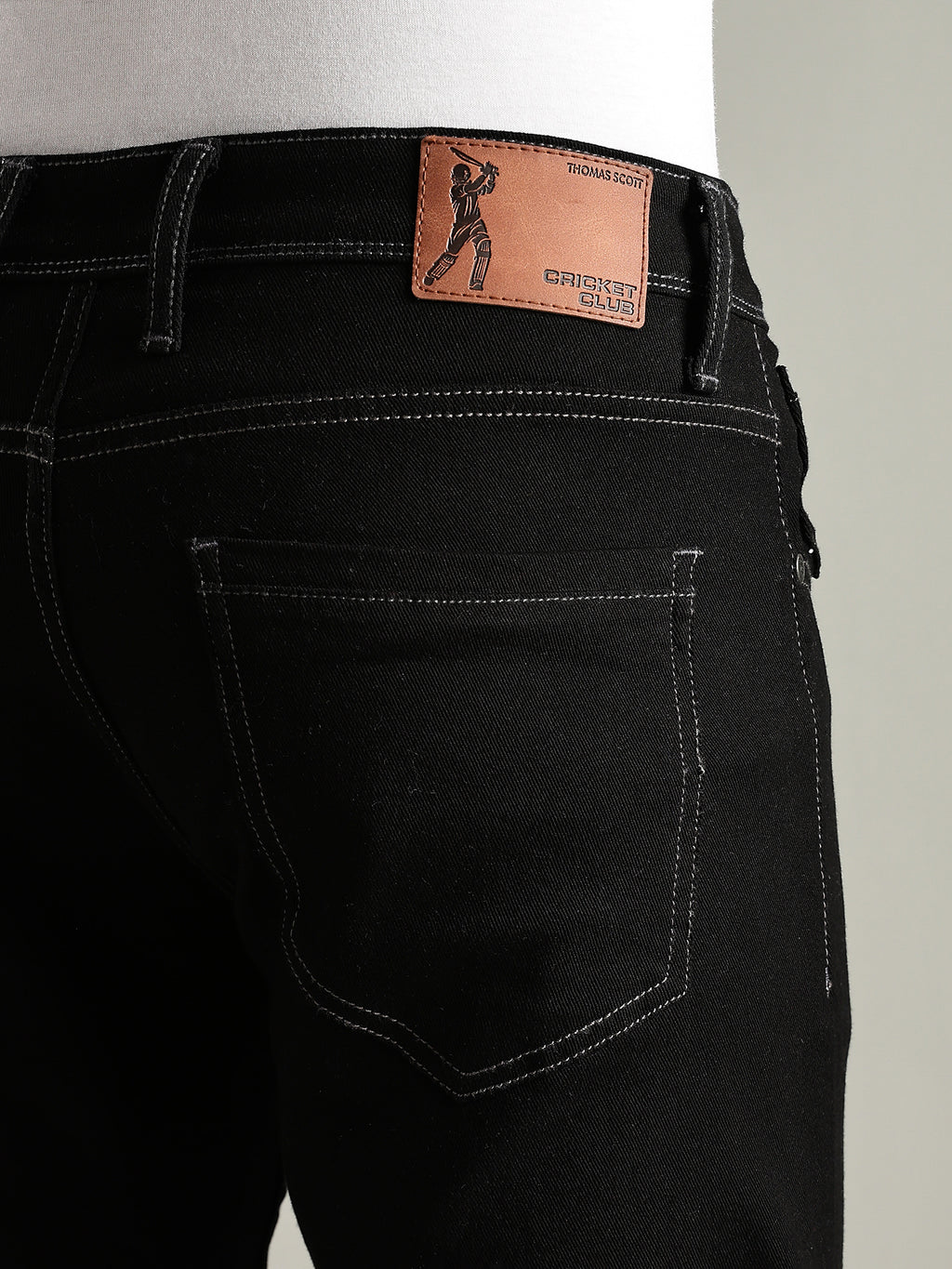 Thomas Scott Men Black Mid-Rise Straight Fit Stretchable Jeans