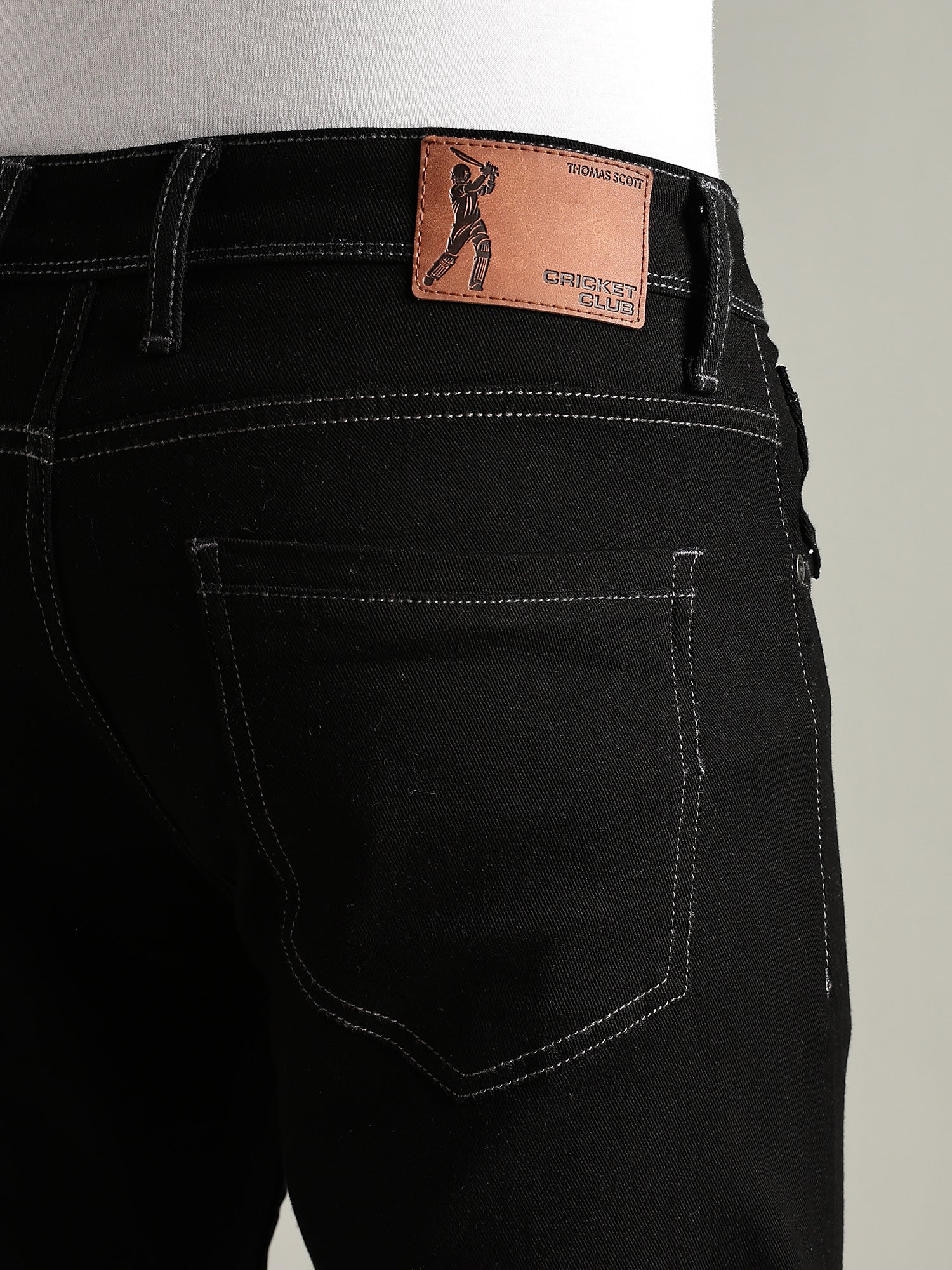 Thomas Scott Men Black Mid-Rise Straight Fit Stretchable Jeans