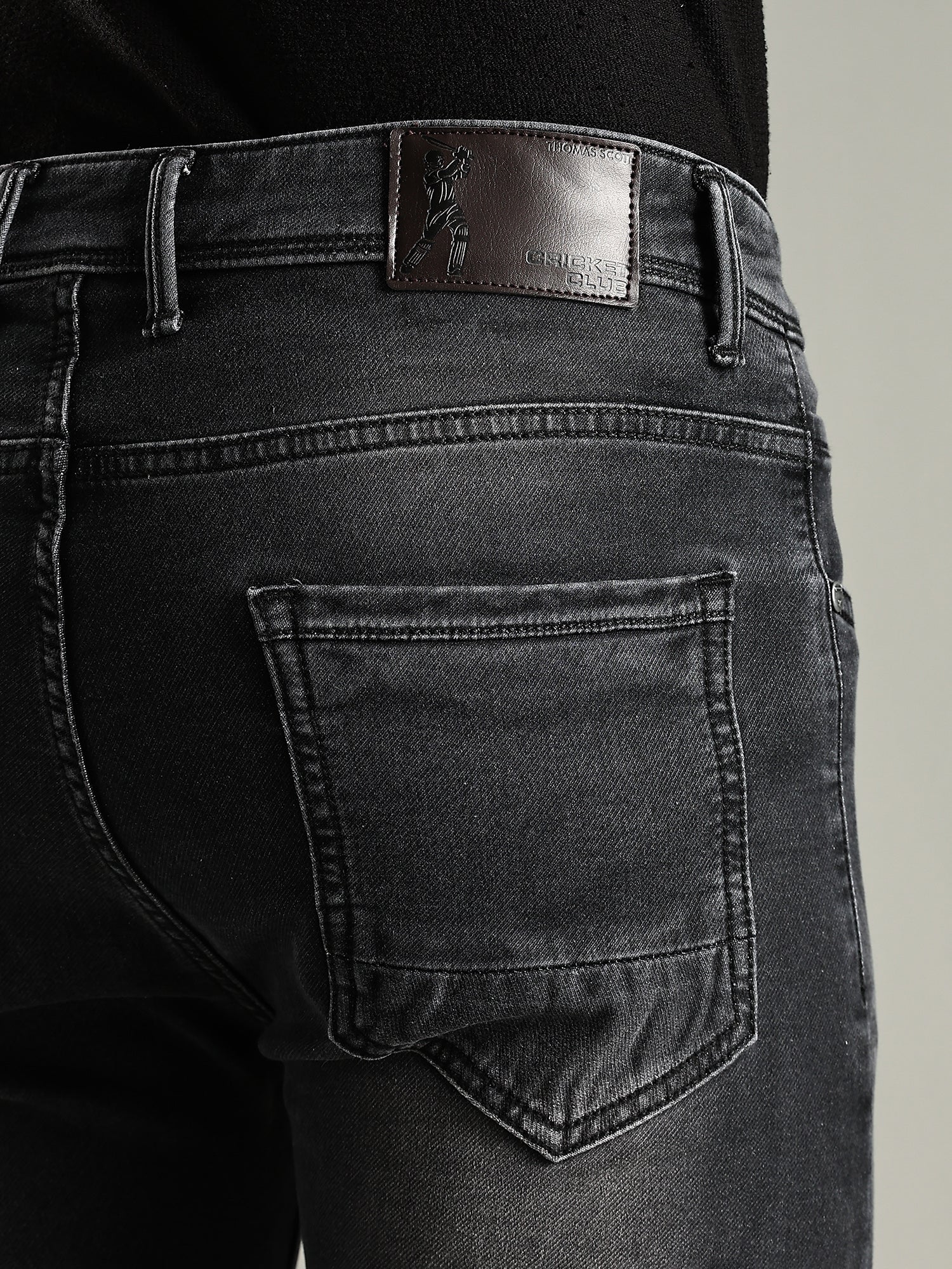 Thomas Scott Men Black Mid-Rise Straight Fit Stretchable Jeans