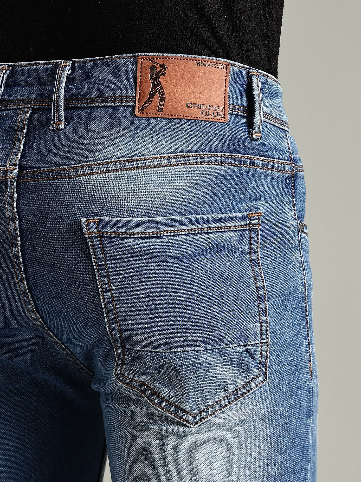 Thomas Scott Men Indigo Mid-Rise Straight Fit Stretchable Jeans