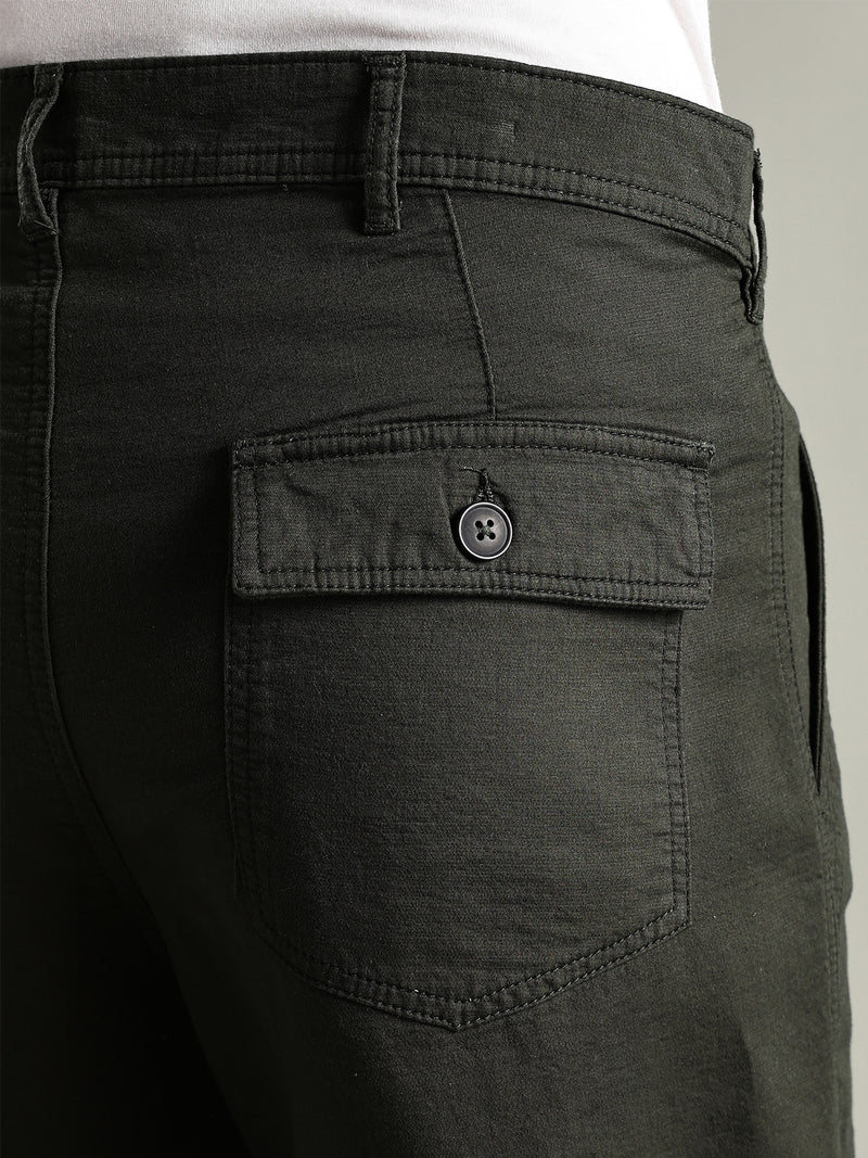 Thomas Scott Men Dark Green Mid-Rise Relaxed Fit Woven Trouser