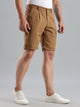 Thomas Scott Men Khaki Mid-Rise Regular Fit Solid Cotton Shorts