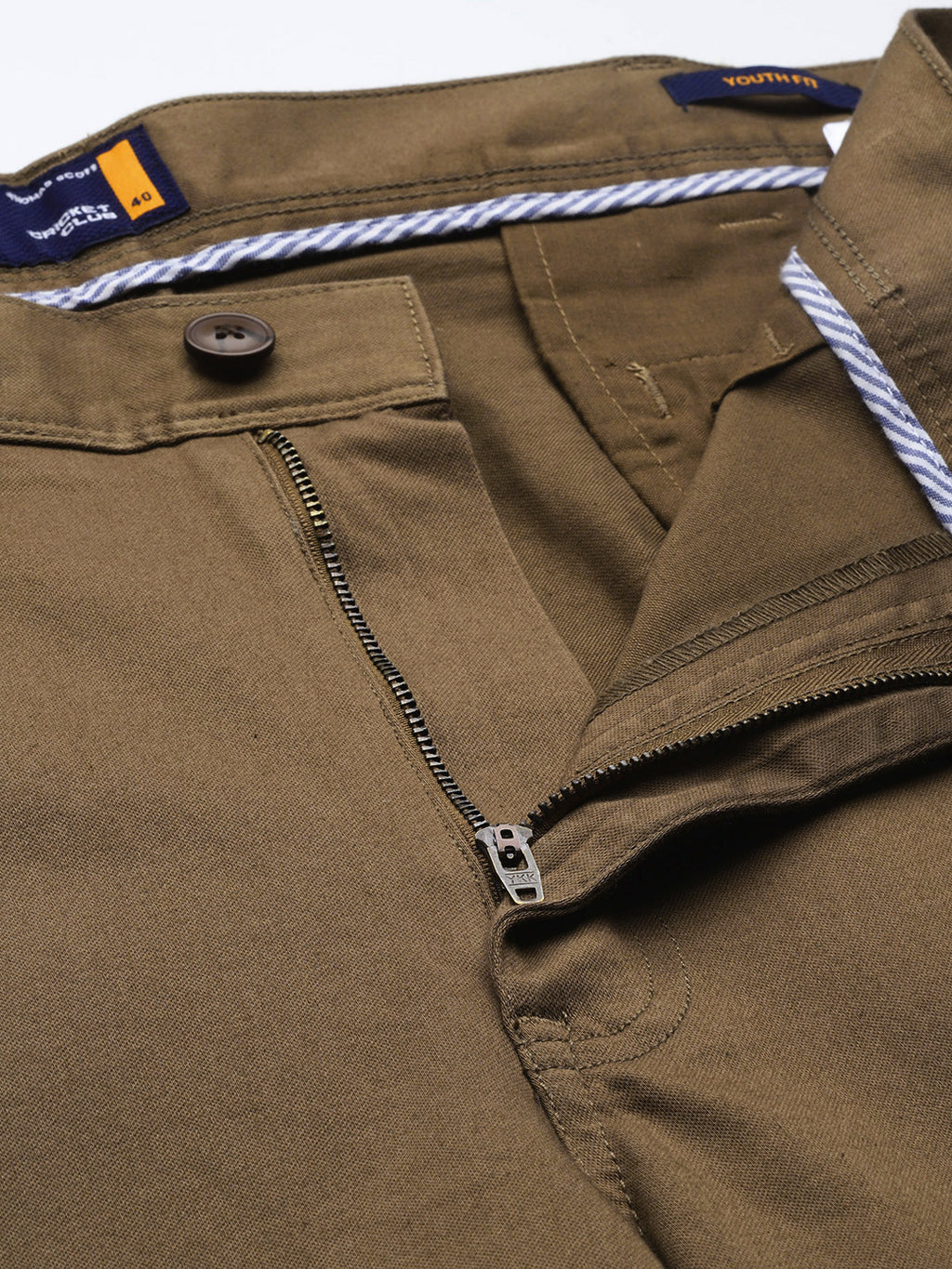 Thomas Scott Men Khaki Plus Size Straight Fit Mid-Rise Solid Woven Chinos Trouser