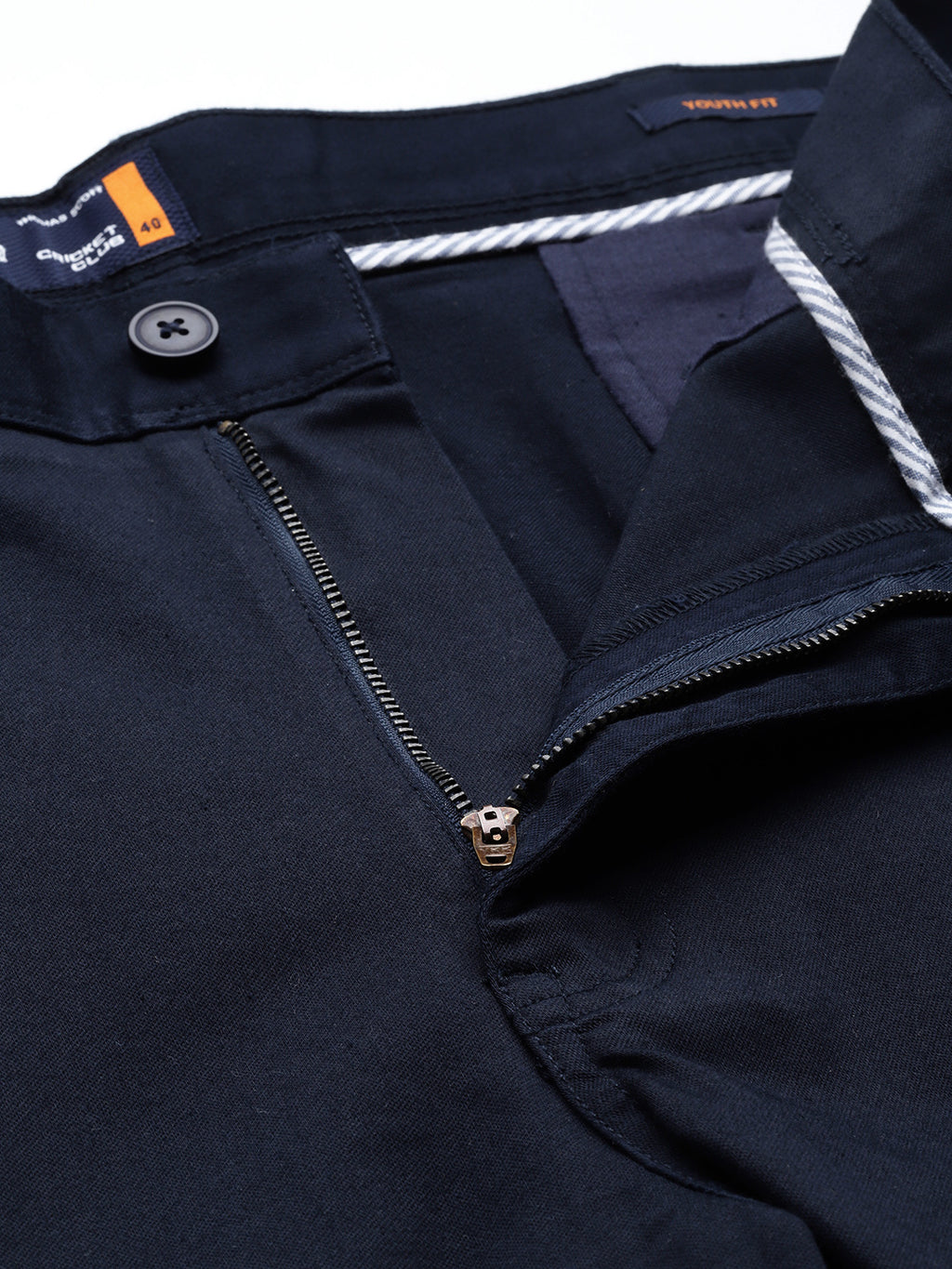 Thomas Scott Men Navy Plus Size Straight Fit Mid-Rise Solid Woven Chinos Trouser