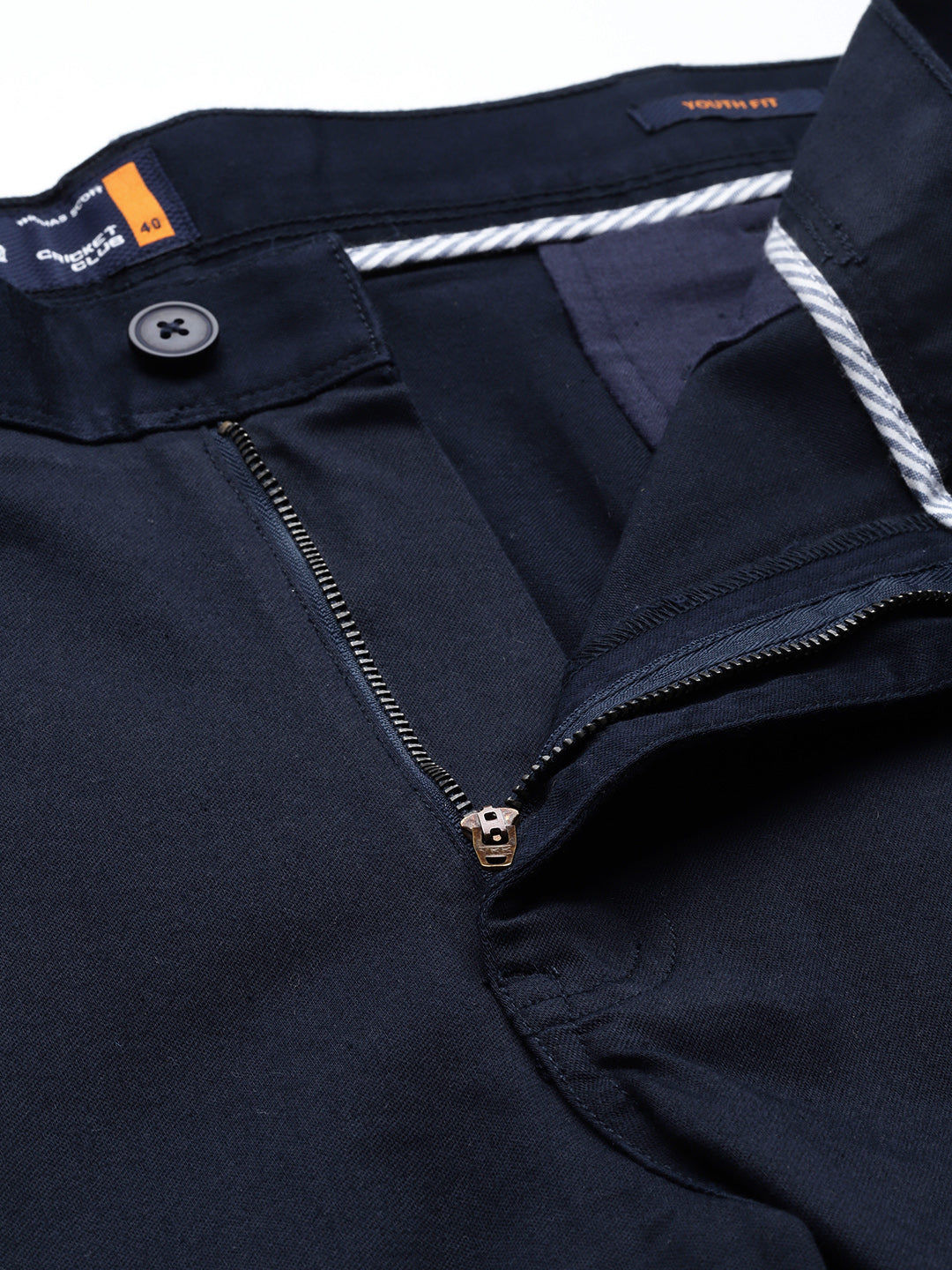 Thomas Scott Men Navy Plus Size Straight Fit Mid-Rise Solid Woven Chinos Trouser