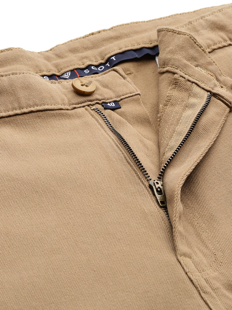 Thomas Scott Men Khaki Plus Size Regular Fit Mid-Rise Woven Cargo Shorts