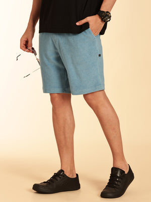 Thomas Scott Men Blue Regular Fit Mid-Rise Knee Length Drawstring Closure Knitted Shorts