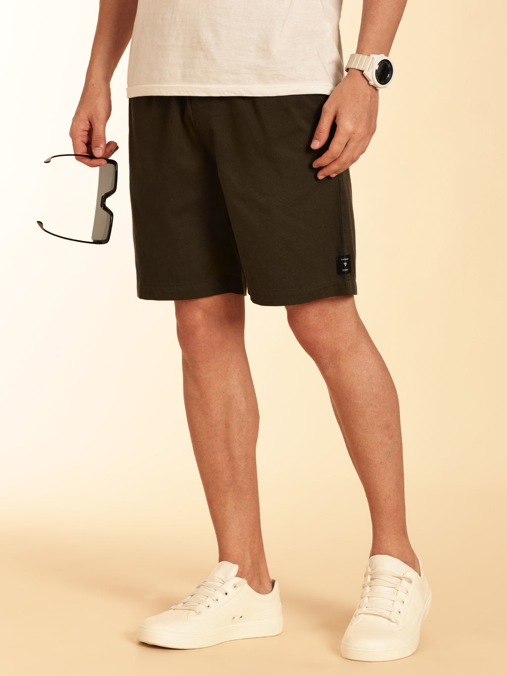 Thomas Scott Men Bottle Green Mid-Rise Regular Fit Cotton Woven Boxer Shorts