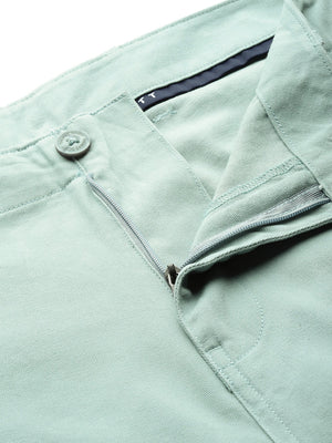 Blue Plus Size Smart Easy Wash Regular Fit Mid-Rise Solid Woven Trouser For Men