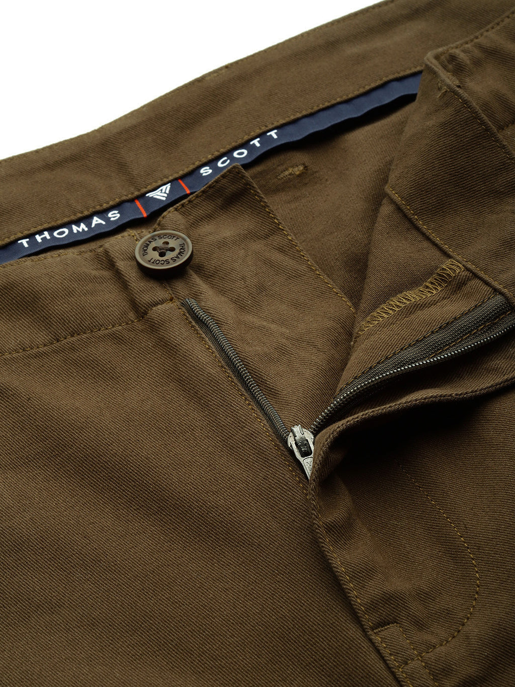 Thomas Scott Men Dark Olive Plus Size Smart Easy Wash Regular Fit Mid-Rise Solid Woven Trouser