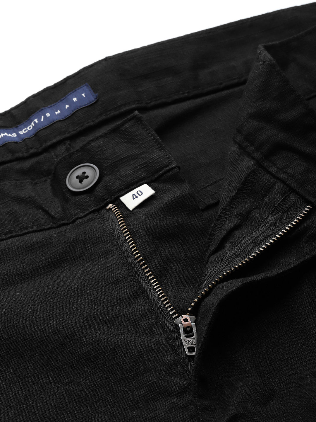 Thomas Scott Men Black Plus Size Mid-Rise Straight Fit Woven Chinos Trouser