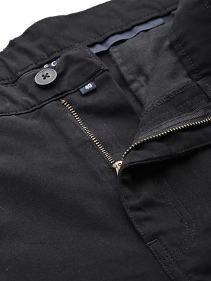 Thomas Scott Men Black Plus Size Regular Fit Mid-Rise Cotton Woven Cargo Trouser