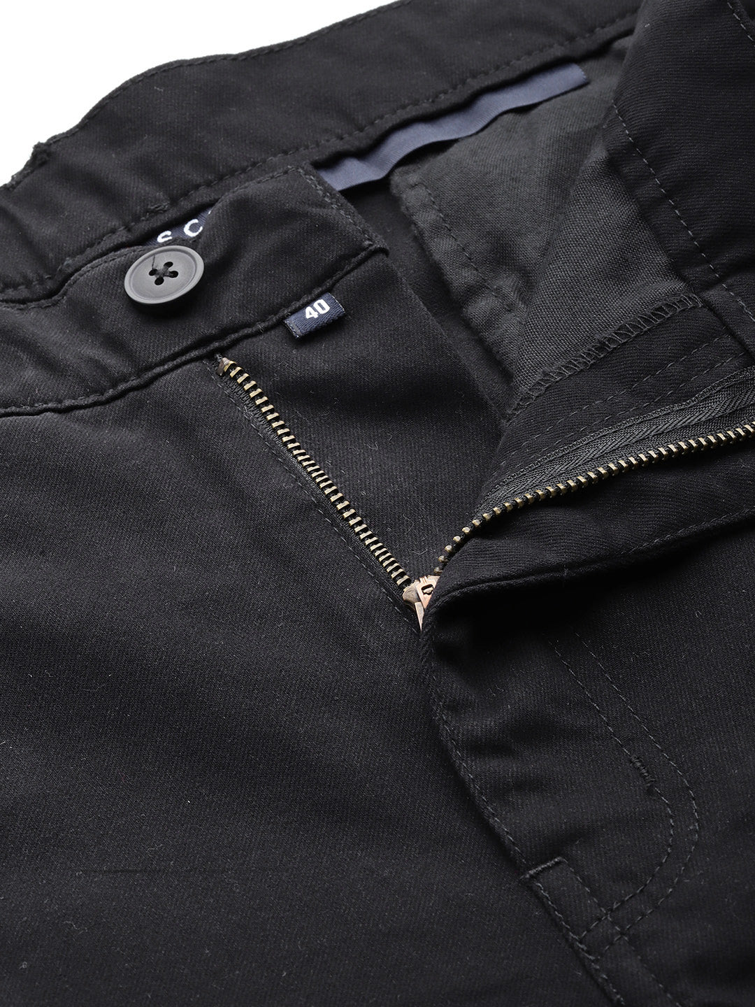 Thomas Scott Men Black Plus Size Regular Fit Mid-Rise Cotton Woven Cargo Trouser