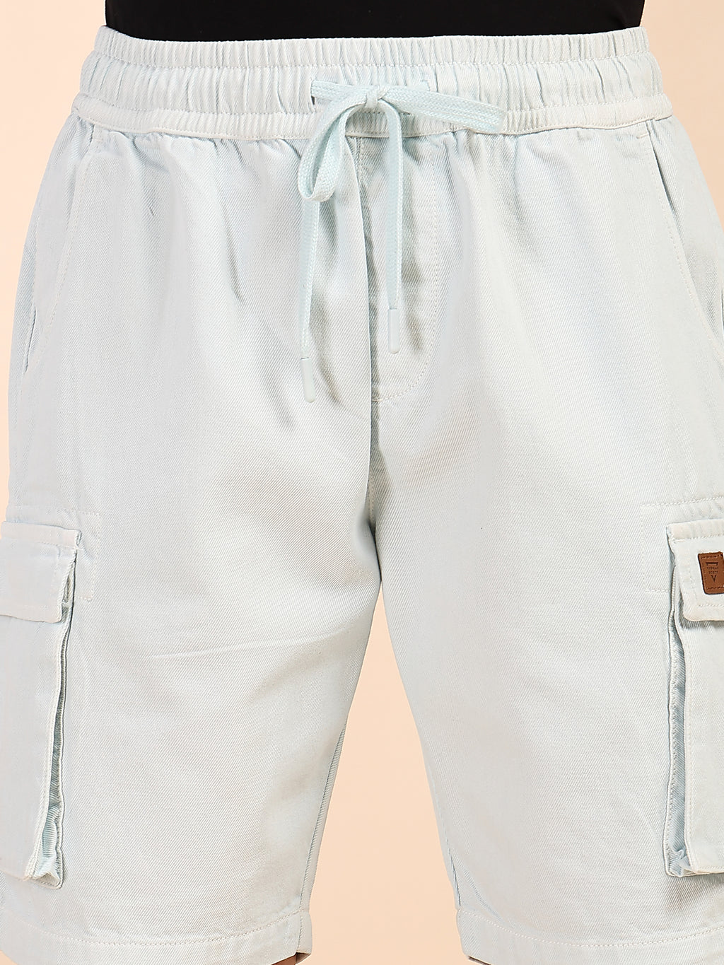 Thomas Scott Men Sky Blue Mid-Rise Straight Fit Above Knee Cotton Woven Cargo Shorts