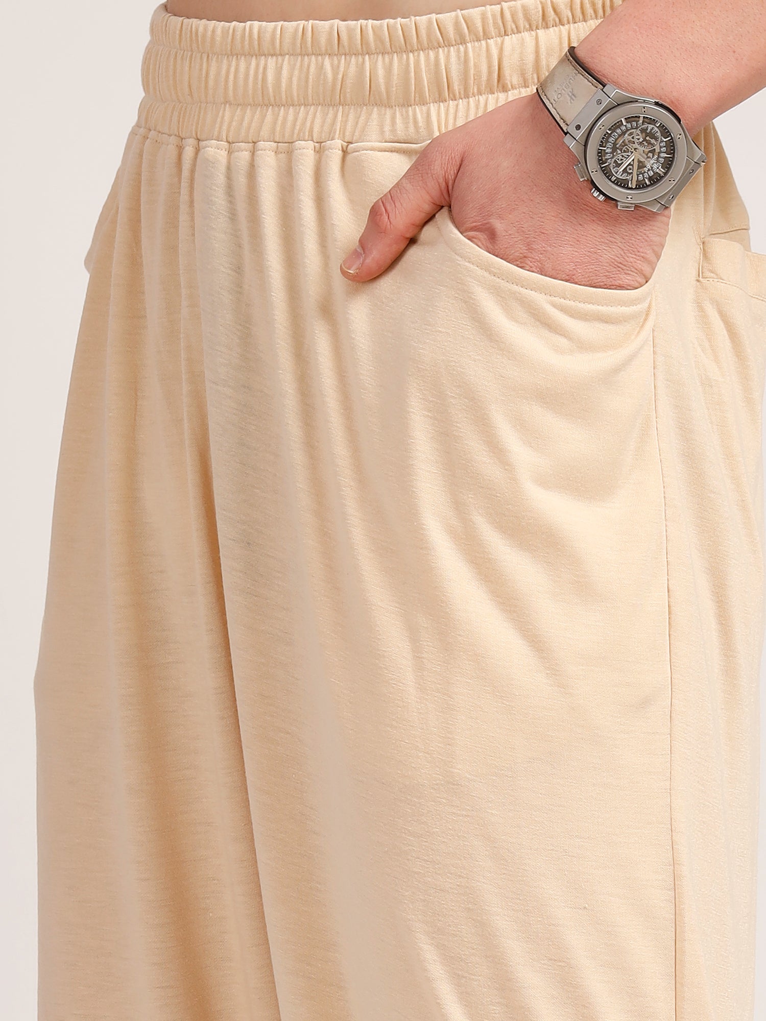 Thomas Scott Men Beige Relaxed Fit Solid Polyester Co-Ords Set