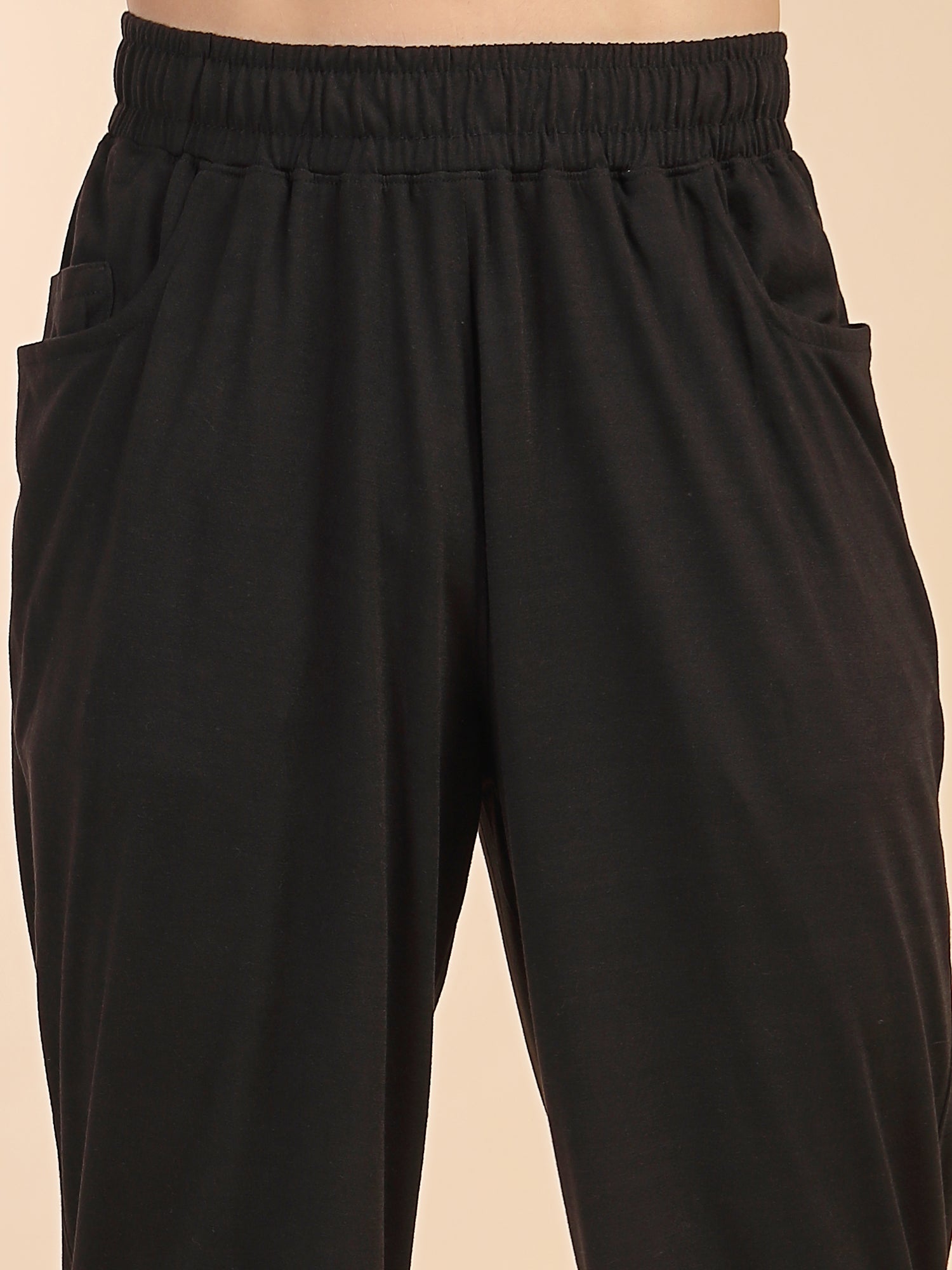 Thomas Scott Men Black Round Neck Relaxed Fit Solid Polyester Co-Ords Set