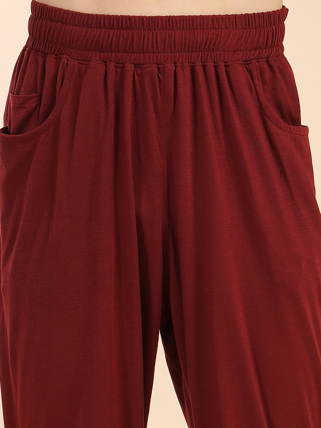 Thomas Scott Men Wine Round Neck Relaxed Fit Solid Polyester Co-Ords Set