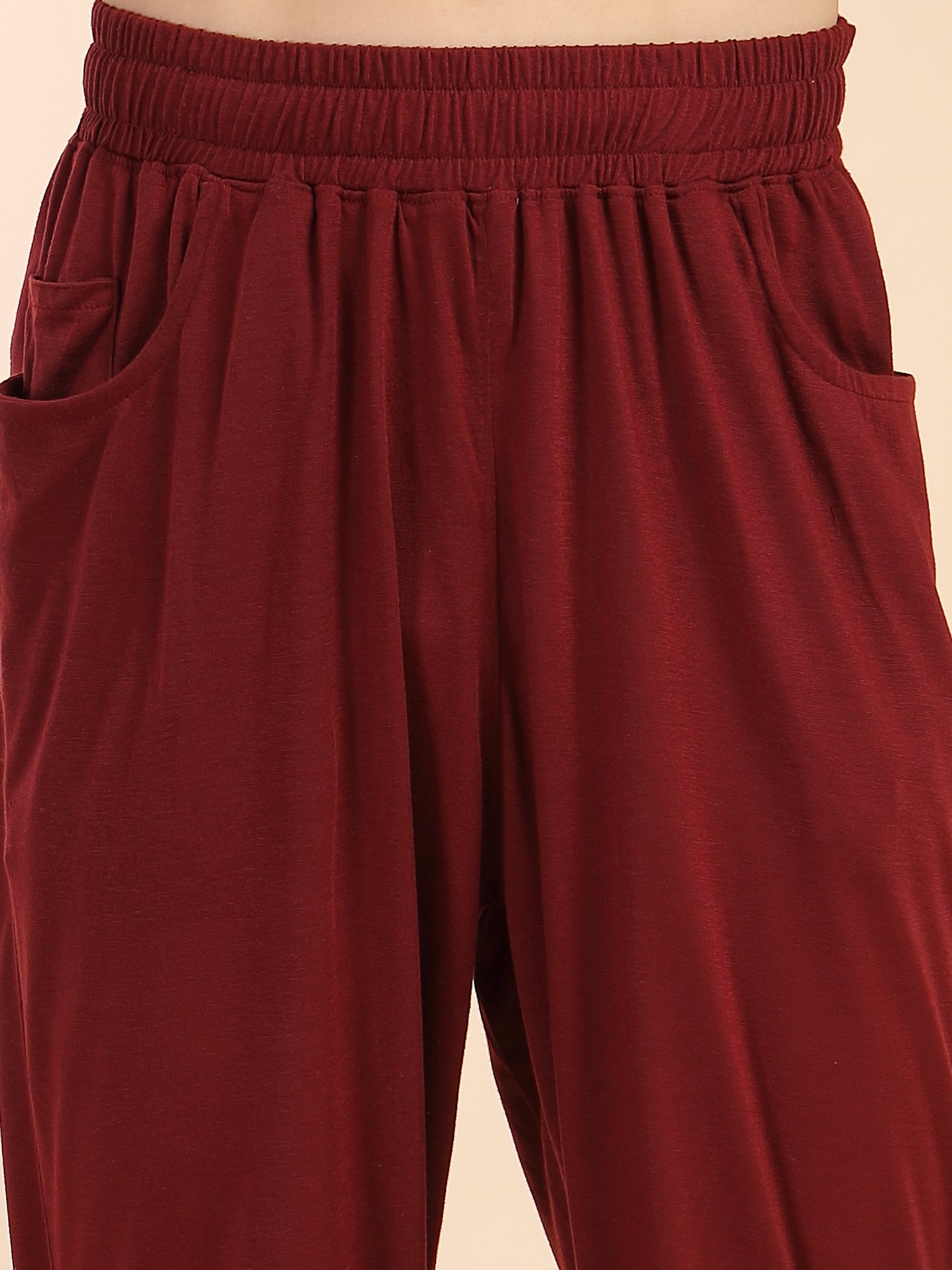 Thomas Scott Men Wine Round Neck Relaxed Fit Solid Polyester Co-Ords Set