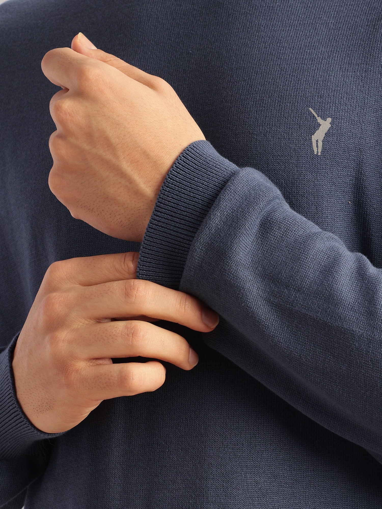 Thomas Scott Men Navy Regular Fit Long Sleeves Turtle Neck 100% Cotton Solid Knitted Pullover Sweater