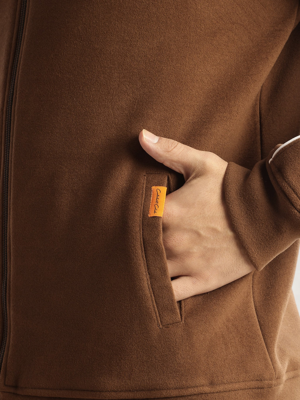 Thomas Scott Men Brown Regular Fit Long Sleeves Mandarin Collar Self Design Dry Clean Polyester Knitted Open-Front Jacket