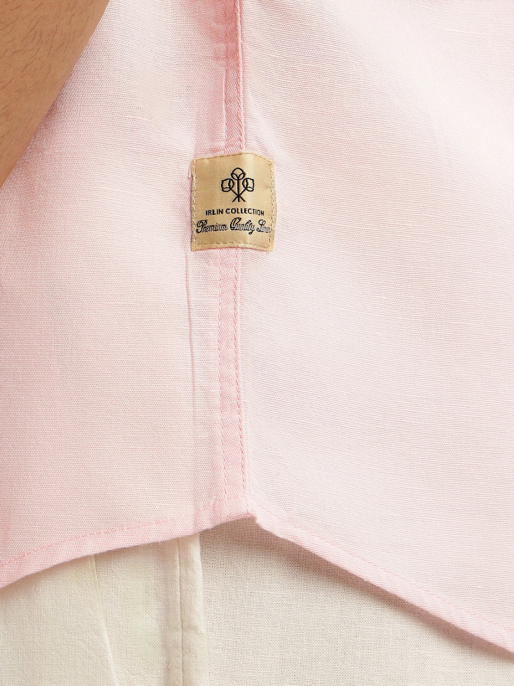 Thomas Scott Men Pink Premium Regular Fit Short Sleeves Spread Collar Solid Linen Casual Shirt
