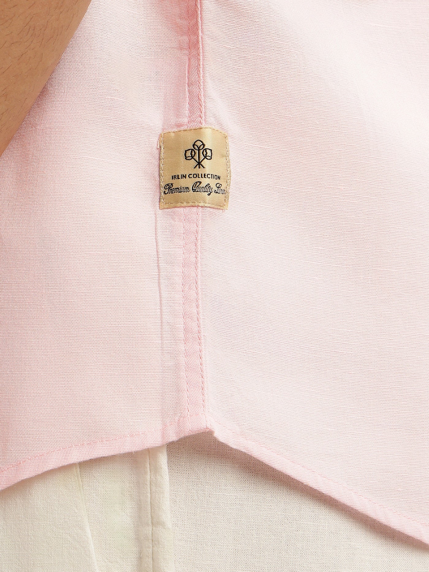 Thomas Scott Men Pink Premium Regular Fit Short Sleeves Spread Collar Solid Linen Casual Shirt