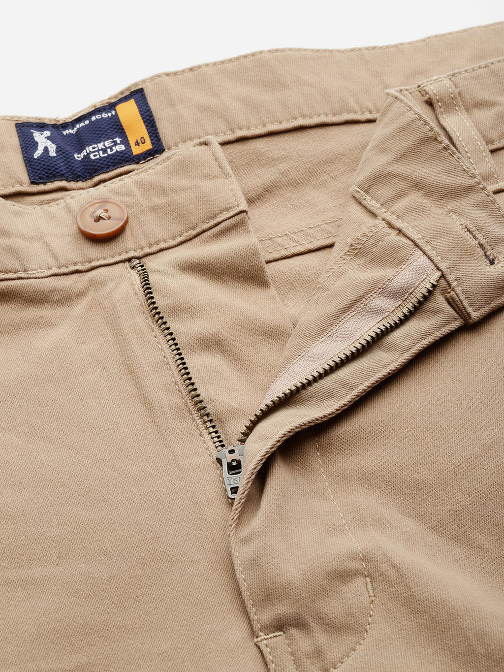 Thomas Scott Men Beige Cricket Club Plus Size Regular Fit Mid-Rise Solid Woven Cargo Trouser