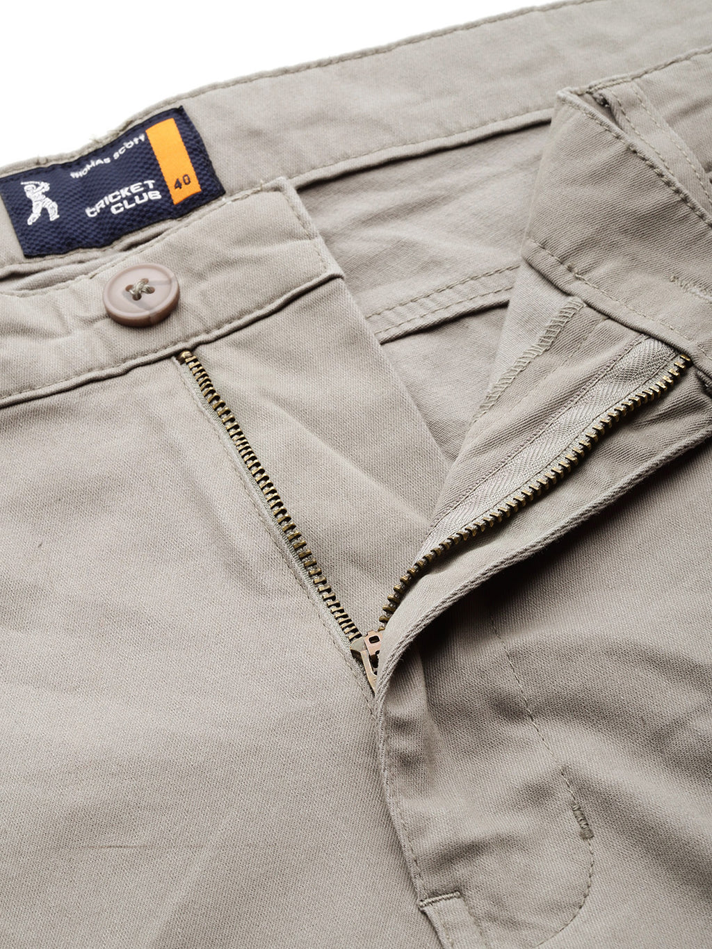 Thomas Scott Men Grey Cricket Club Plus Size Regular Fit Mid-Rise Solid Woven Cargo Trouser